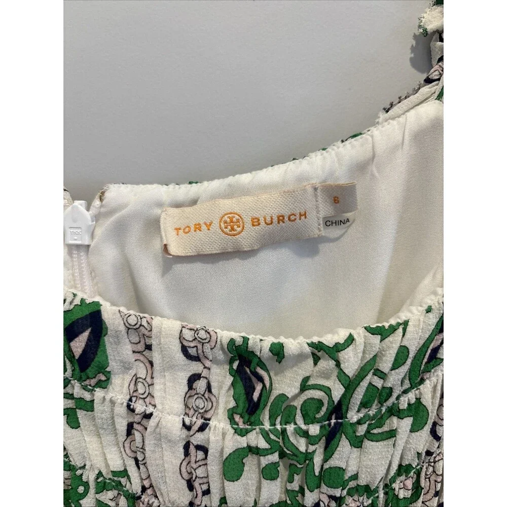 Tory Burch Garden Party Georgette Top Silk Tiered Size 6 Floral Print NWOT